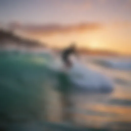 Surfing board on wave at Surfline San Onofre