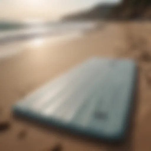 Eco-friendly surfing change mat on sandy beach