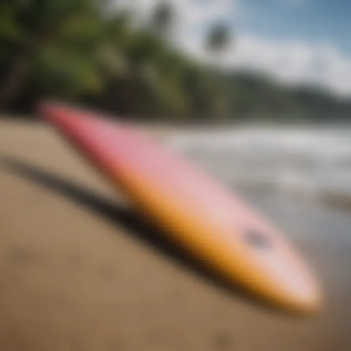 Tropical beach with surfboards in Costa Rica