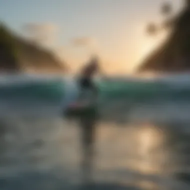 Surfer paddling out to catch a wave in Costa Rica