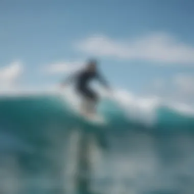 Surfing in crystal clear waters of the Maldives