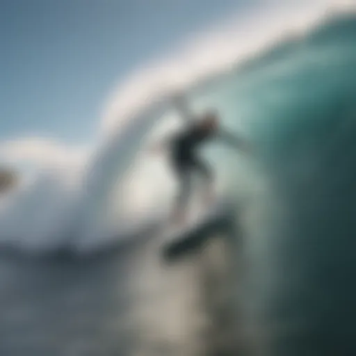 Graceful Surfer Riding a Curling Wave