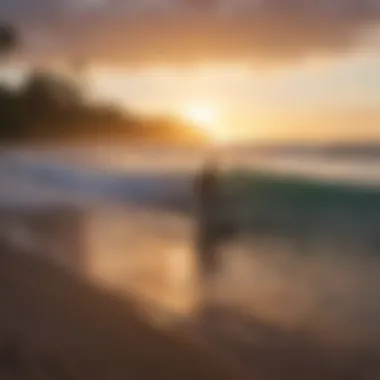 Surfer enjoying the sunset surf session at Leleiwi Beach Park