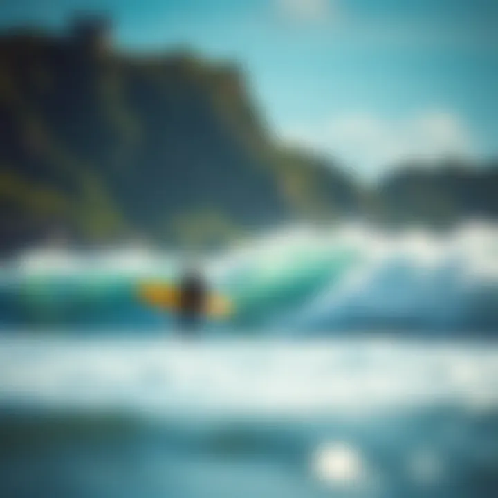 A vibrant scene of surfers riding waves at Dominical beach