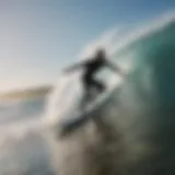 Surfer catching a wave at Bells Beach