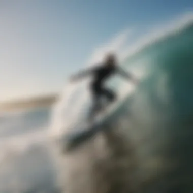 Surfer catching a wave at Bells Beach