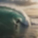 A surfer catching a wave at Rockaway Beach, NYC