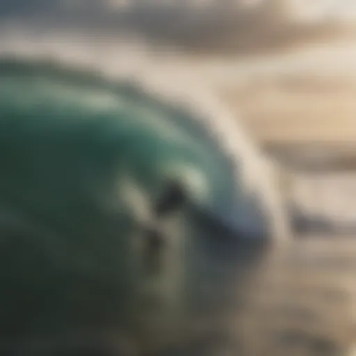 A surfer catching a wave at Rockaway Beach, NYC