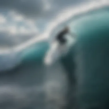 Surfer riding a massive wave with skill