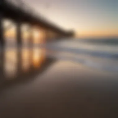 Historic wooden pier overlooking the coastline of Surfrider Beach