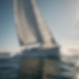 Sailboat navigating downwind under full sail