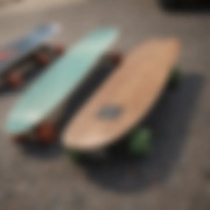 Different types of skateboards displayed side by side