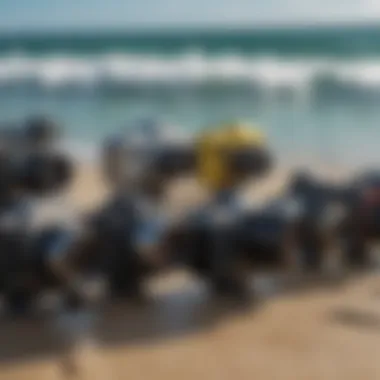 Diverse range of surf cameras displayed on a table