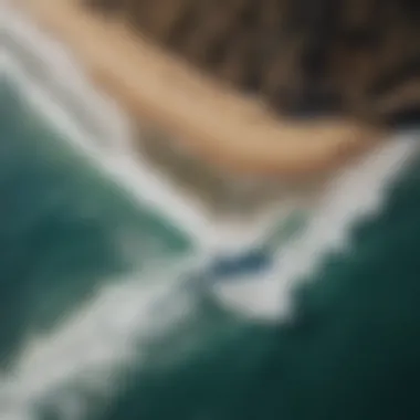 An aerial view of a popular surf break in Baja California