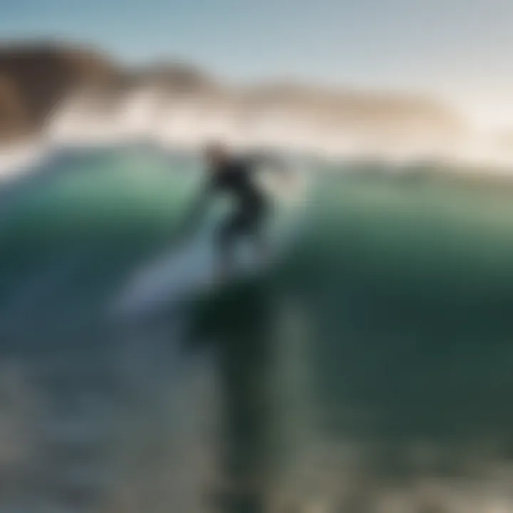 A surfer carving through a perfect wave at a Baja beach