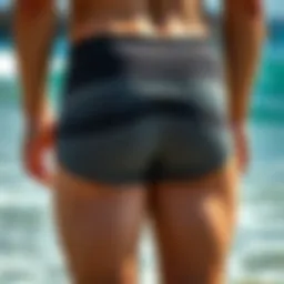 Cutaway view of seamless boardshorts highlighting innovative stitching