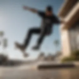 Skateboarder executing a kick flip in mid-air