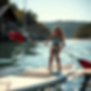 Joy of Paddleboarding A beginner enjoying a paddleboarding session