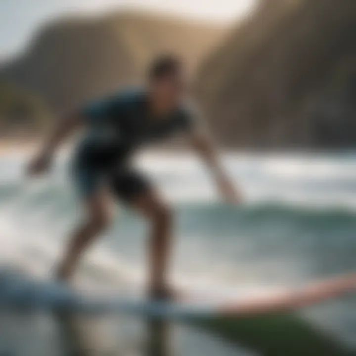 Athlete using Surfshark for digital privacy while skimboarding