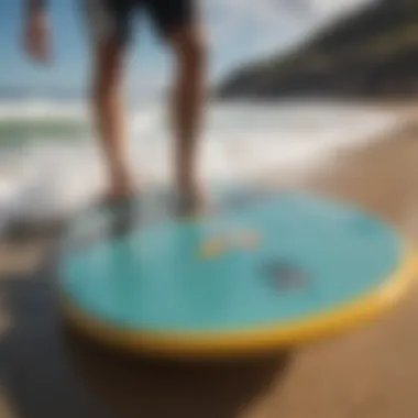 Close-up of skimboarding gear highlighting its features