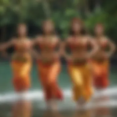 Traditional Hawaiian hula dancers in colorful costumes