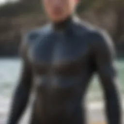 Detailed view of Truli wetsuit showcasing innovative material and stitching