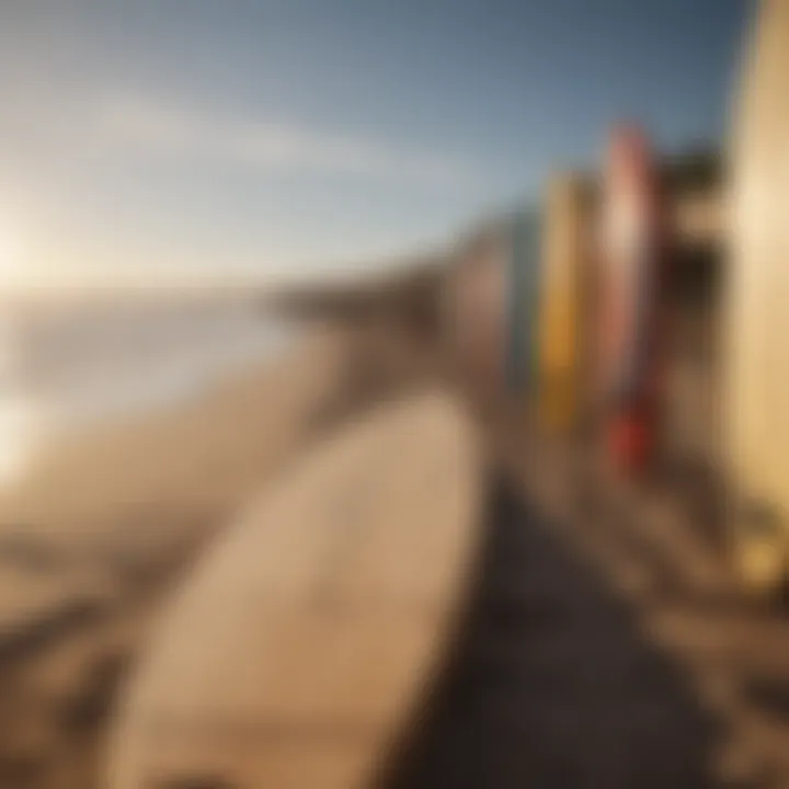 Beach view with surfboards lined up