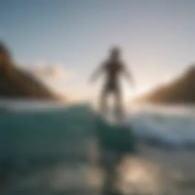 Surfer cruising through crystal-clear waters