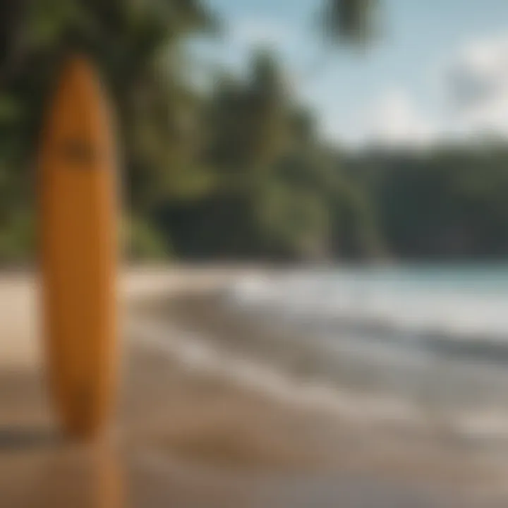 Surfing lineup at a tropical paradise