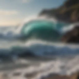 Ocean waves crashing on a rocky shore