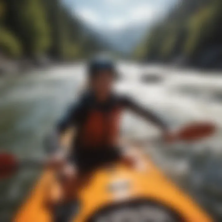 GoPro secured on kayak during whitewater rafting