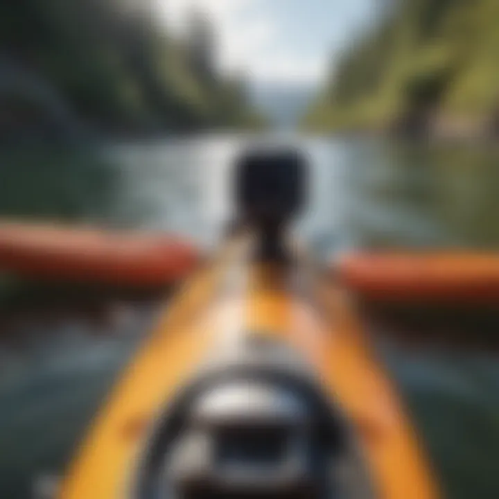 Close-up of GoPro POV mount attached to a kayak