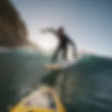 Adventure seeker using GoPro POV mount while surfing