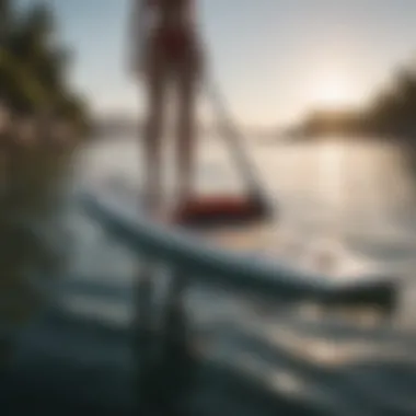 Elegantly designed paddle board on calm waters