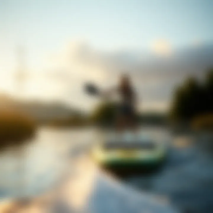 A serene setting demonstrating paddle boarding in nature