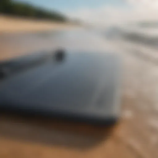 A close-up view of a high-quality boogie board showcasing its sleek design and contours.