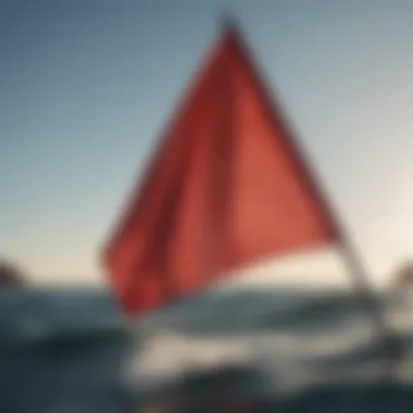 Close-up of a red flag showing danger in watersports