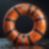 Detailed view of a self-inflating life preserver showcasing its unique design features.