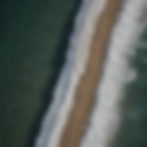 Aerial view of surf patches illustrating their unique patterns in the ocean.