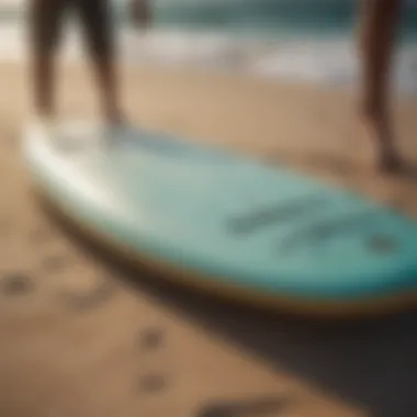 A well-maintained surfboard being taken out of a protective bag, emphasizing care and longevity.