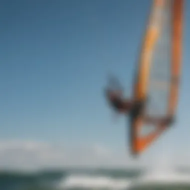 Kiteboarder harnessing wind power while checking wind conditions