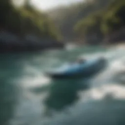 A sleek electric surfboard gliding over clear water