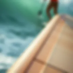 A close-up view of a flat rail used in surfing equipment