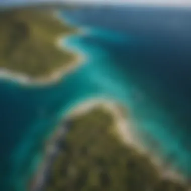 An aerial view capturing the stunning geographical features of the Great Barrier Reef.