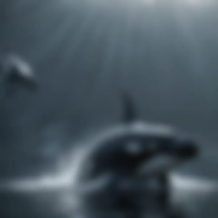 Killer whales communicating through echolocation.