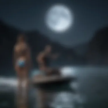 Watersports activities under a full moon