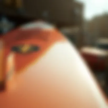 High-End Foil Surfboard Design A close-up of a high-end foil surfboard showcasing its sleek design and materials