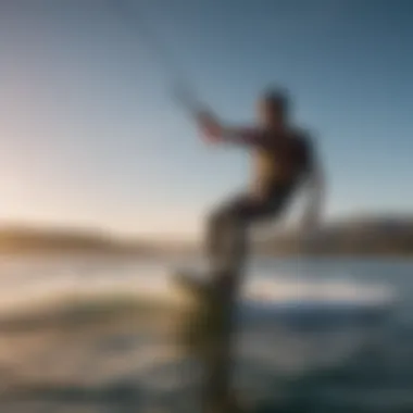 Twintip kiteboard in action on the water with a rider