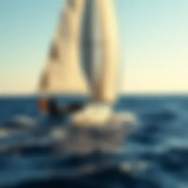 Sailboat navigating with favorable wind direction