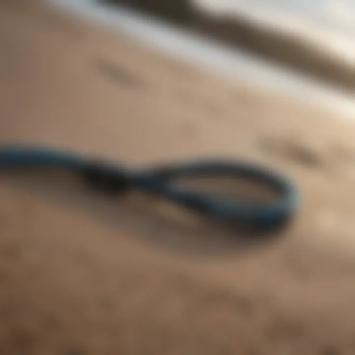 A high-performance Dakine surfboard leash in action